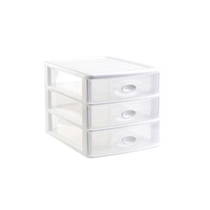 Ladeblok/bureau organizer met 3x lades wit/transparant L35,5 x B27 x H27 cm