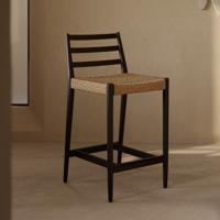 Kave Home Barkruk 'Analy' Eiken, kleur Zwart (zithoogte 65cm)