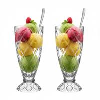 Alessandro ijscoupe Zanzibar - 2x stuks - glas - kristal - 360 ml - 18 x 8 cm - ijs glazen