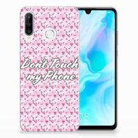 Huawei P30 Lite Silicone-hoesje Flowers Pink DTMP - thumbnail