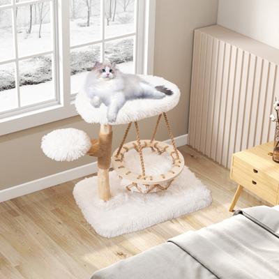 Massief Houten Krabpaal met Hangwieg en Sisal Krabpaal Moderne Kattenboom