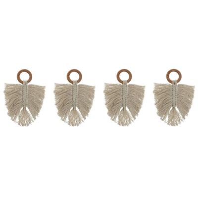 Servetring Home ESPRIT Natuurlijk Acacia Macramé 13 x 1 x 18 cm 4 Onderdelen