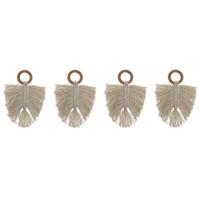 Servetring Home ESPRIT Natuurlijk Acacia Macramé 13 x 1 x 18 cm 4 Onderdelen