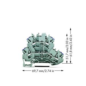 WAGO 2002-2208 Doorgangsklem 2-etages 5.20 mm Spanveer Toewijzing: L Grijs 50 stuk(s)