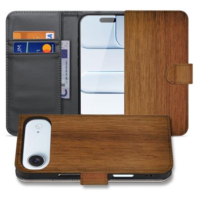 Donker Hout Hoesje Voor Apple iPhone Air | Book Case
