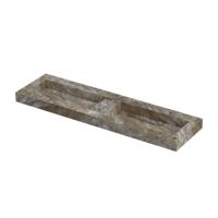 INK Pitch Wastafel keramische slab bak dubbel met drain en front en side skirts zonder kraangaten 160x45x9 Island glossy