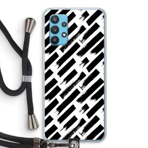 Zwarte vegen: Samsung Galaxy A32 4G Transparant Hoesje met koord