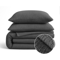 1+1 Gratis Wasbaar Lazy Dekbed Zonder Overtrek - Zonder Overtrek - Katoen Mousseline - Antraciet - Dekbed-Discounter.nl