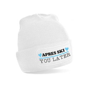 Bellatio Decorations Wintersport muts dames - apres ski you later - wit - volwassenen - beanie One size  -