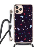Dark Rounded Terrazzo: iPhone 11 Pro Transparant Hoesje met koord