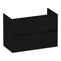 Brauer Adore - Onderkast Ondiep - 80 cm - met 2 Softclose Lades Greeploos en 1 Sifon Uitsparing - Timber Black