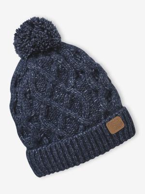 Gedraaide muts voor jongens gemêleerd blauw