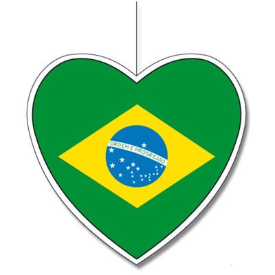 Brazilie vlag hangdecoratie - hartjes vorm - karton - 28 cm - Brandvertragend - Feestartikelen Brazilie vlag hangdecoratie - hartjes vorm - karton - 28 cm - Brandvertragend - Feestartikelen