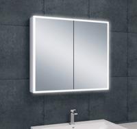 Spiegelkast Quatro | 80x70 cm | 2 Deuren | Directe LED verlichting | Aluminium