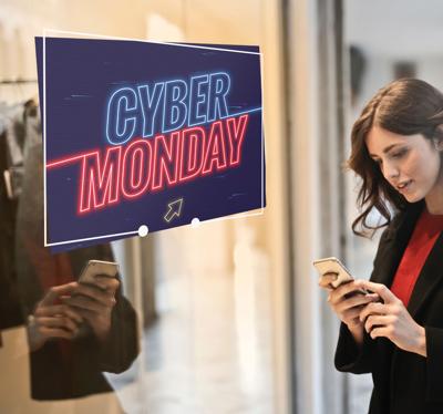 Gekleurde cyber maandag etalage sticker