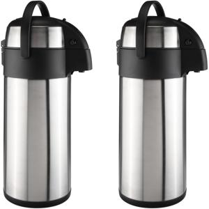 Grote thermosfles/isoleerkan - 2x stuks - met pomp - 5 liter - RVS - Thermosflessen