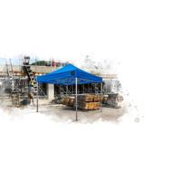 Grizzly werktent - GO-WORK 40 - 3x3 m - alum. frame smalle voet - blauw
