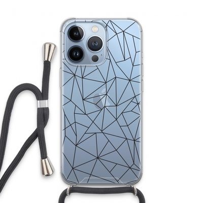 Geometrische lijnen zwart: iPhone 13 Pro Transparant Hoesje met koord
