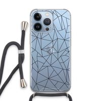 Geometrische lijnen zwart: iPhone 13 Pro Transparant Hoesje met koord