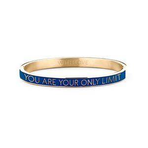 Key Moments 8KM BC0013 Stalen Bangle met Tekst You Are Your Only Limit One-size Goudkleurig / Donkerblauw