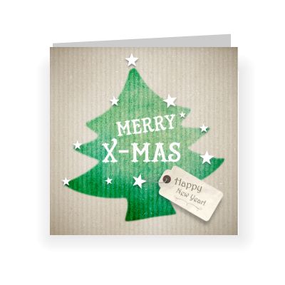 Een kerstkaart met kerstboom in kraft stijl (proefdruk) Een kerstkaart met kerstboom in kraft stijl (proefdruk)