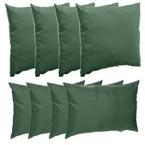 Bank/sier/tuin kussens voor binnen/buiten set 8x stuks groen 40 x 40 cm en 30 x 50 cm