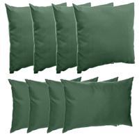 Bank/sier/tuin kussens voor binnen/buiten set 8x stuks groen 40 x 40 cm en 30 x 50 cm - thumbnail