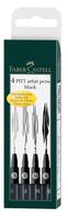 Faber Castell FC-167100 Tekenstift Faber-Castell Pitt Artist Pen 4-delig Etui Zwart - thumbnail