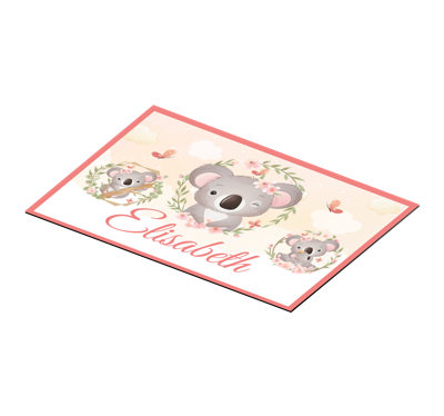 Schattige dieren koala met naam Kinder placemat