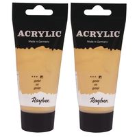 2x tubes gouden acrylverf/hobbyverf op waterbasis 75 ml   -