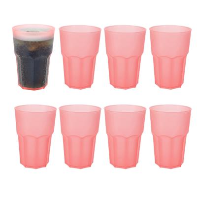 Drinkbekers - 8x - rood - kunststof - 480 ml - onbreekbare camping en kinder bekers