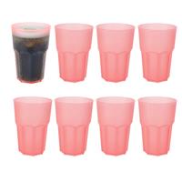 Drinkbekers - 8x - rood - kunststof - 480 ml - onbreekbare camping en kinder bekers Drinkbekers - 8x - rood - kunststof - 480 ml - onbreekbare camping en kinder bekers