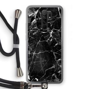 Zwart Marmer 2: Xiaomi Redmi 9 Transparant Hoesje met koord