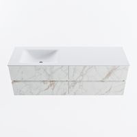 MONDIAZ VICA 150cm badmeubel onderkast Carrara 4 lades. Wastafel CLOUD links zonder kraangat, kleur Talc. - thumbnail
