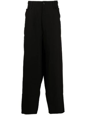 Yohji Yamamoto pantalon en coton mélangé à boutons - Noir