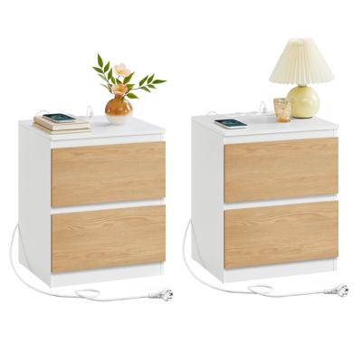 Nachtkastje met stopcontact en USB, Amandelgeel / 2