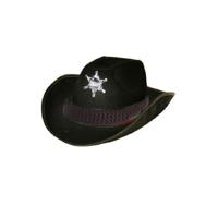 Faram Party Verkleed cowboy hoed sheriff - zwart - volwassenen - Carnaval hoeden