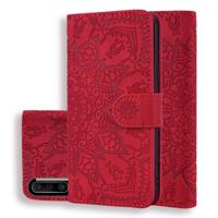 Voor Galaxy A30s/A50s kalf patroon Mandala dubbele vouwen ontwerp reliëf lederen draagtas met portemonnee & houder & kaartsleuven (rood) Voor Galaxy A30s/A50s kalf patroon Mandala dubbele vouwen ontwerp reliëf lederen draagtas met portemonnee & houder & kaartsleuven (rood)