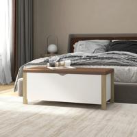 Opbergbox en kussen 105x40x45 cm spaanplaat wit en sonoma eiken Opbergbox en kussen 105x40x45 cm spaanplaat wit en sonoma eiken