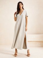 Loose Plain Casual Dress With No