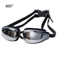 Galvaniseren anti-mist siliconen zwemmen Goggles voor volwassenen geschikt voor 400 graden Myopia(Black)
