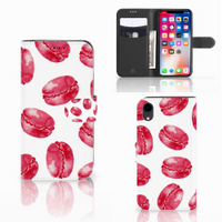 Apple iPhone Xr Book Cover Pink Macarons - thumbnail