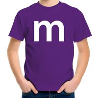 Letter M verkleed/ carnaval t-shirt paars voor kinderen - thumbnail