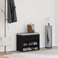 Schoenenbank met plank Zwart eiken 60 x 30 x 45 cm Bewerkt hout