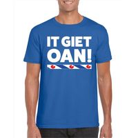 Blauw t-shirt Friesland It Giet Oan heren - thumbnail