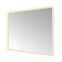 Hotbath &MORE Spiegel directe en indirecte LED color changing spiegelverwarming dimbaar met afstandsbediening Geborsteld messing PVD SQU180IX