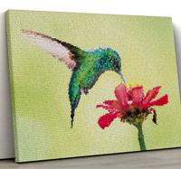 Canvas schilderij Mozaïek kolibrie op bloem Canvas schilderij Mozaïek kolibrie op bloem