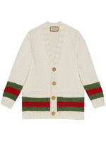 Gucci Web-detail V-neck cardigan - Blanc