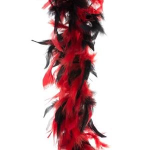 Carnaval verkleed veren Boa - zwart/rood - 2 meter - Verkleedkleding accessoires