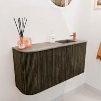 Toiletmeubel Mondiaz Joya Dlux | 81.6 cm | Meubelkleur Shadow | Faye wastafel Oza Wasbak Rechts | 1 kraangat